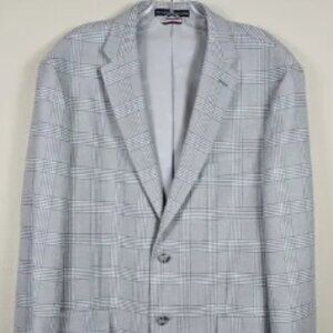 Tommy Hilfiger Mens Blazer 42R Gray Plaid Modern Sport Coat Suit Jacket Stretch